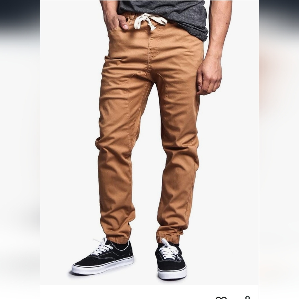 Stylish Tan Jogger Pants // 3xl Men's Casual Twill Stretch Jogger Pants VICTORIO